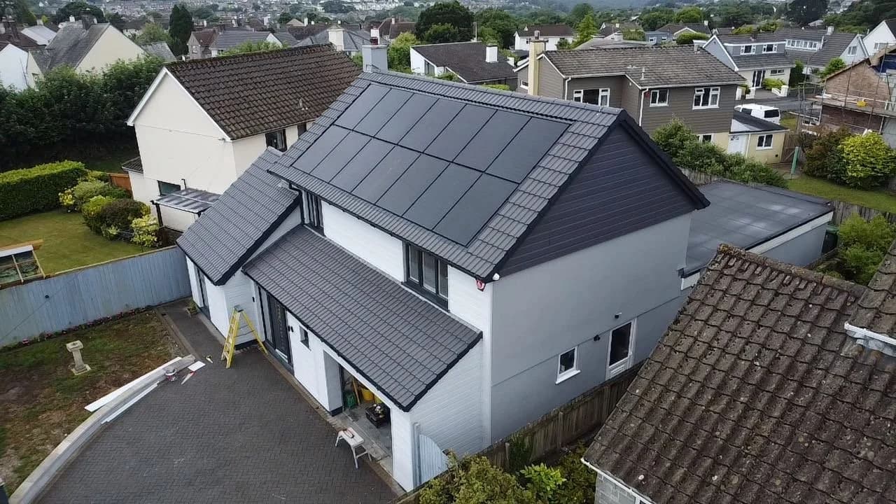 A solar panel installation on a new build detached property located in Little Fancy Close, Plymouth